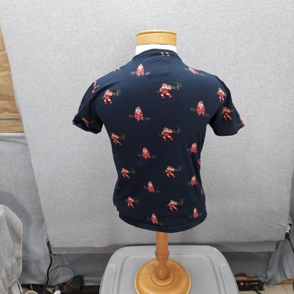 Denim & Flower Ricky Singh Mens Navy T-Shirt With Santa Weightlifting Print Size - Picture 4 of 7